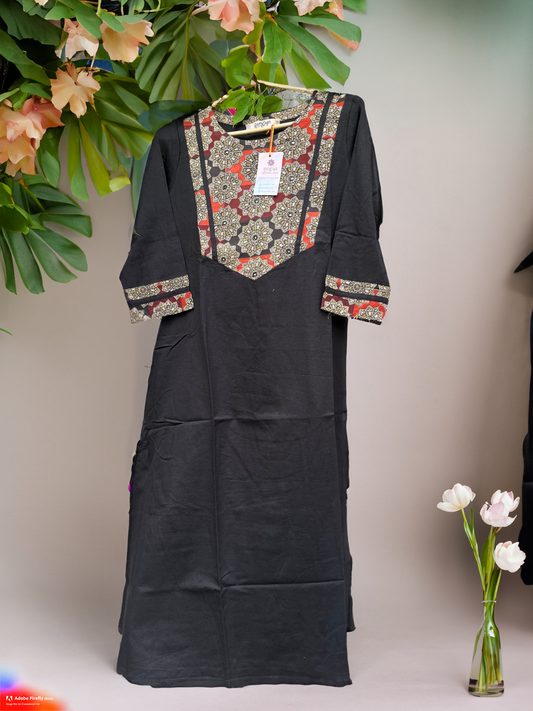 Black Mirror Elegance Cotton Kurti